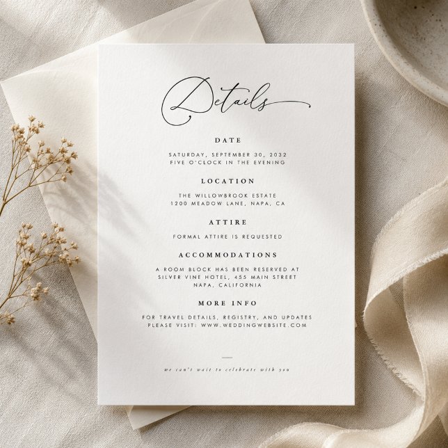 Modern Minimalist Wedding Details Enclosure Card (Creator Uploaded)