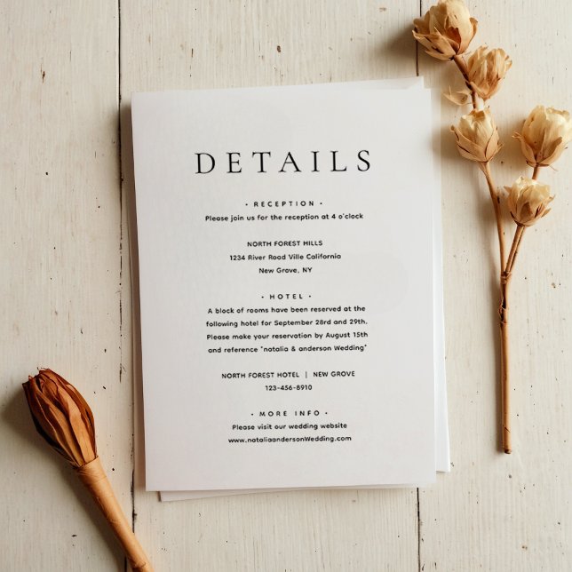 Modern Minimalist Wedding Details Enclosure Card (Creator Uploaded)