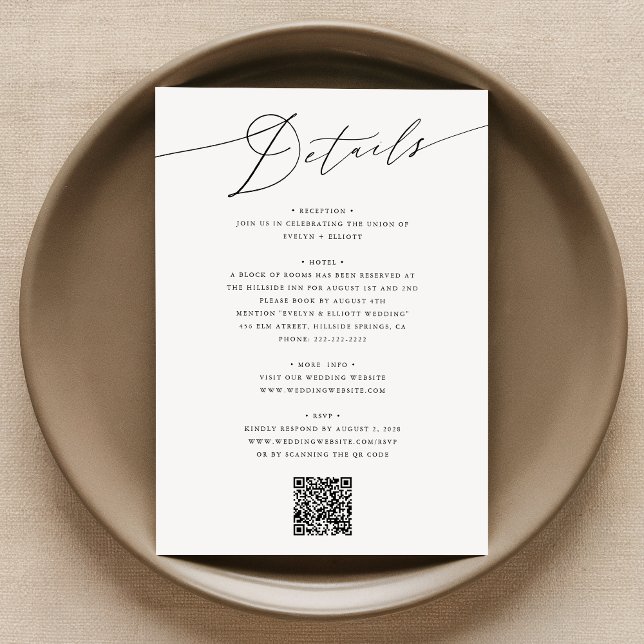 Modern Minimalist Wedding Details Enclosure Card (Creator Uploaded)