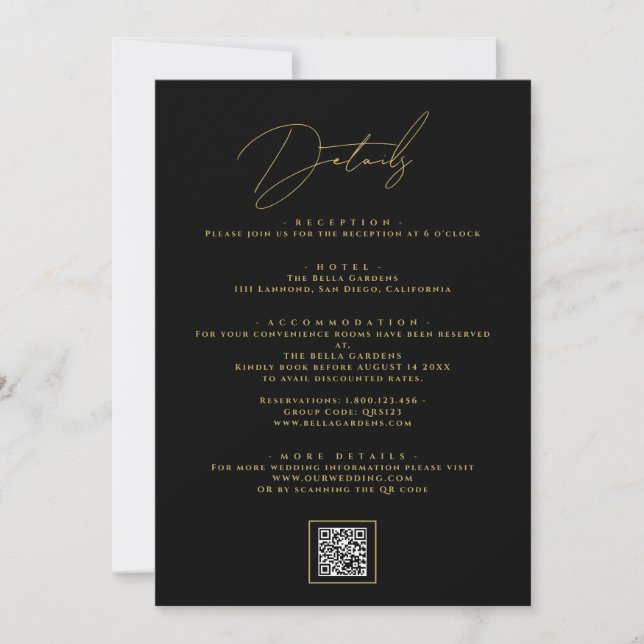 Modern Minimalist Wedding Details Enclosure Cards (Front)