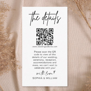 Modern Minimalist Wedding Details QR Code Enclosure Card