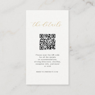 Modern Minimalist wedding details with QR code Place Card