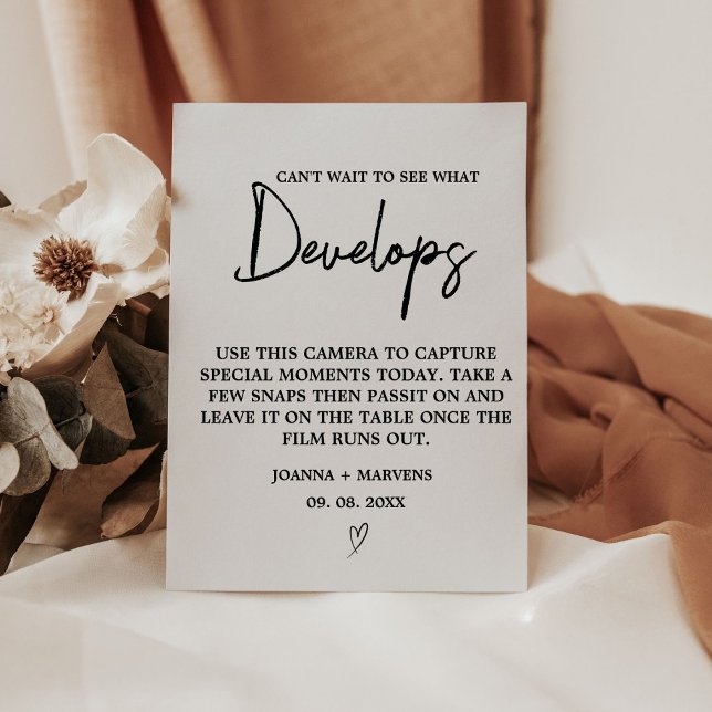 Modern minimalist  wedding disposal camera sign (Creator Uploaded)