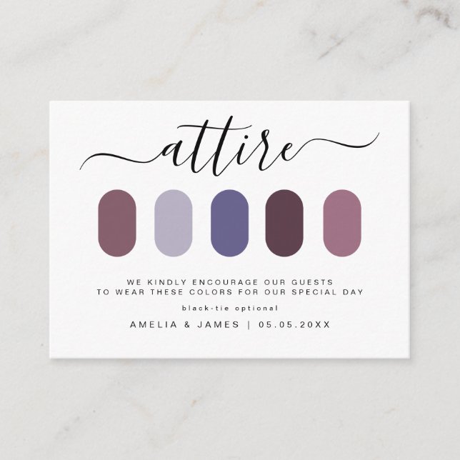 Modern Minimalist Wedding Dress Code Guest Attire Enclosure Card (Front)