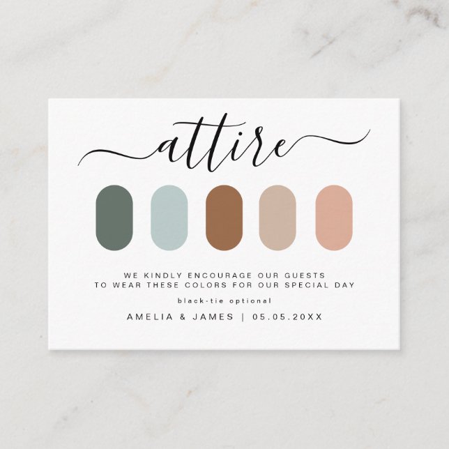 Modern Minimalist Wedding Dress Code Guest Attire Enclosure Card (Front)