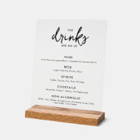 Modern Minimalist Wedding Drinks Bar Menu