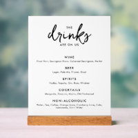 Modern Minimalist Wedding Drinks Bar Menu