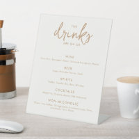 Modern Minimalist Wedding Drinks Bar Menu