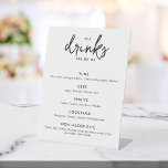 Modern Minimalist Wedding Drinks Bar Menu Pedestal Sign<br><div class="desc">Modern minimalist bar menu sign for wedding drinks.</div>