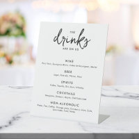 Modern Minimalist Wedding Drinks Bar Menu