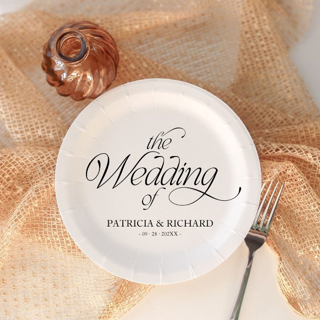 Modern Minimalist Wedding Elegant  Paper Plate (Creator Uploaded)