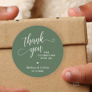 Modern Minimalist Wedding Favour Gifts Thank You Classic Round Sticker