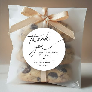 Modern Minimalist Wedding Favour Gifts Thank You Classic Round Sticker