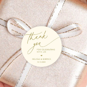 Modern Minimalist Wedding Favour Gifts Thank You Classic Round Sticker