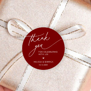 Modern Minimalist Wedding Favour Gifts Thank You Classic Round Sticker