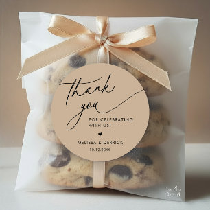 Modern Minimalist Wedding Favour Gifts Thank You Classic Round Sticker