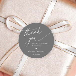 Modern Minimalist Wedding Favour Gifts Thank You Classic Round Sticker