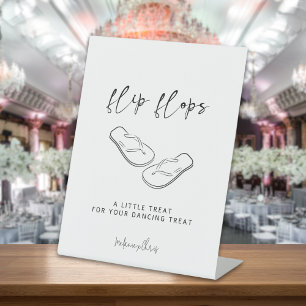 Modern Minimalist Wedding Flip Flop Dancing Feet  Pedestal Sign