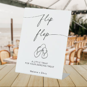 Modern Minimalist Wedding Flip Flop Dancing Feet  Pedestal Sign