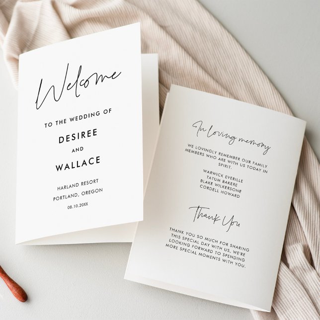 Modern minimalist wedding folded program programme (Creator Uploaded)