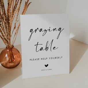 Modern Minimalist Wedding Grazing Table Pedestal Sign