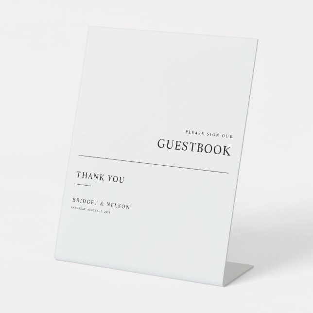 Modern Minimalist Wedding Guest Book Table Sign (Front)