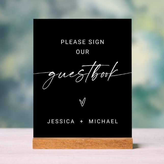 Modern Minimalist Wedding Guestbook Acrylic Sign (Neutral)