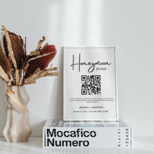 Modern Minimalist  wedding honeymoon fund QR code  Poster