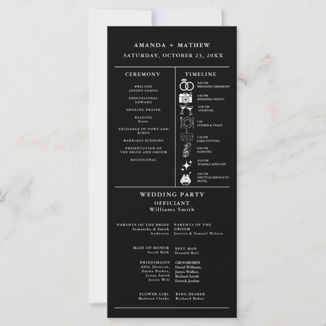 Modern Minimalist Wedding Infographic Program (Front)