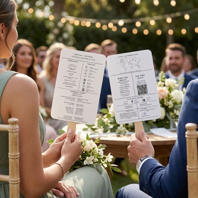 Modern Minimalist Wedding Infographic Program Hand Fan (Creator Uploaded)