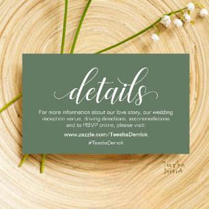 Modern Minimalist Wedding Information and Details Enclosure Card