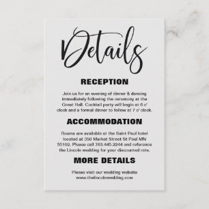 Modern Minimalist Wedding Information Enclosure Card