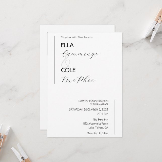 Modern Minimalist Wedding Invitation (Front/Back In Situ)