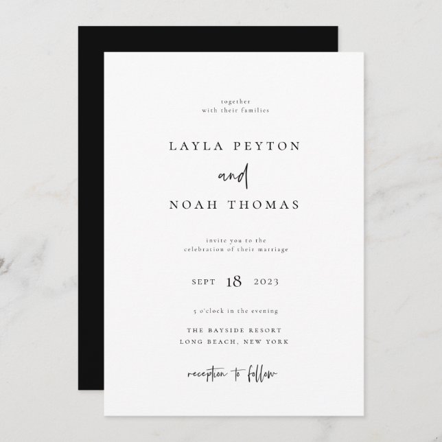 Modern Minimalist Wedding Invitation (Front/Back)