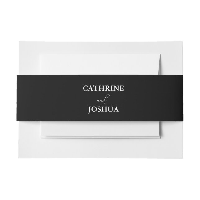 Modern minimalist wedding invitation belly band (Front Example)