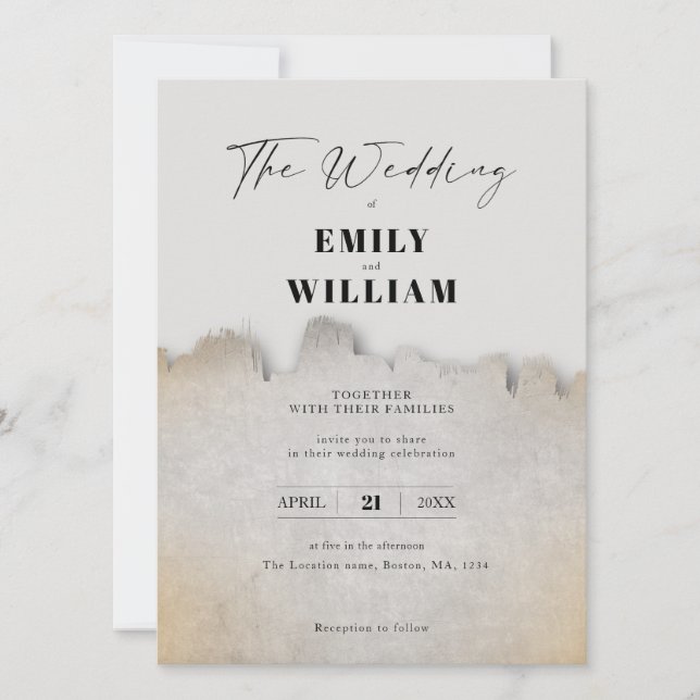 Modern minimalist wedding invitation in earth tone (Front)