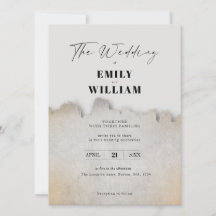 Modern minimalist wedding invitation in earth tone