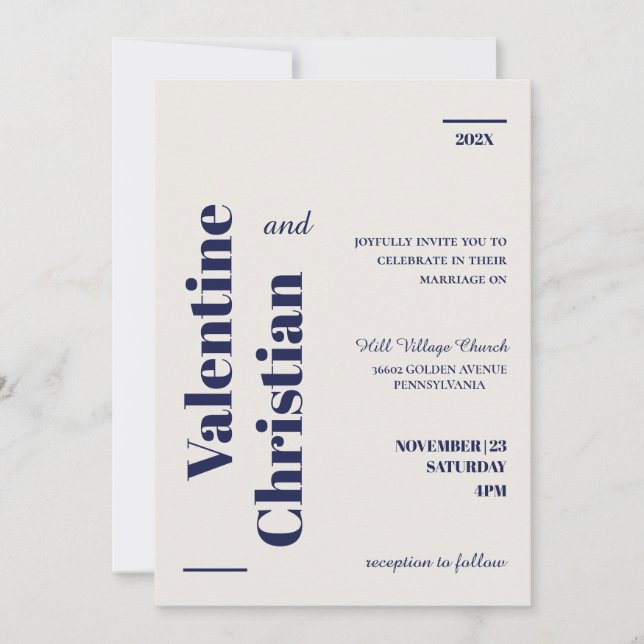 Modern Minimalist Wedding Invitation Photo Card (Front)
