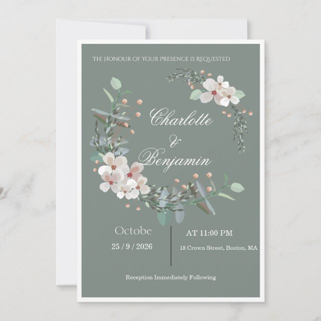 Modern Minimalist Wedding Invitation Template | El (Front)
