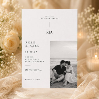 Modern Minimalist Wedding Invitation with Photo La