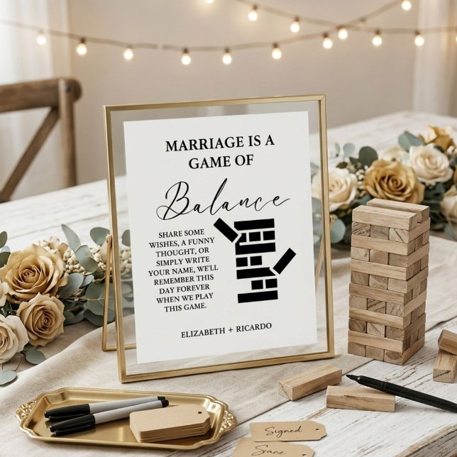 Modern Minimalist Wedding Jenga Guest Book Sign (Creator Uploaded)