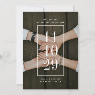 Modern Minimalist Wedding Large Date & Photo Save The Date
