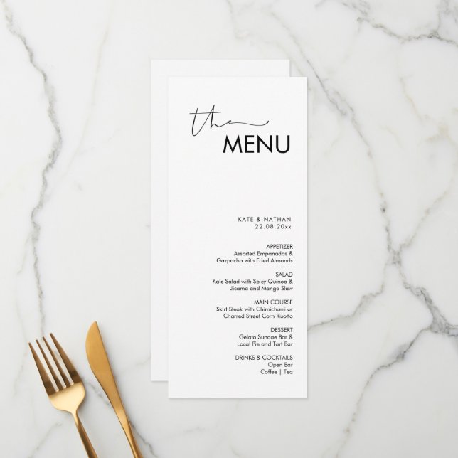 Modern Minimalist Wedding Menu (Front/Back In Situ)