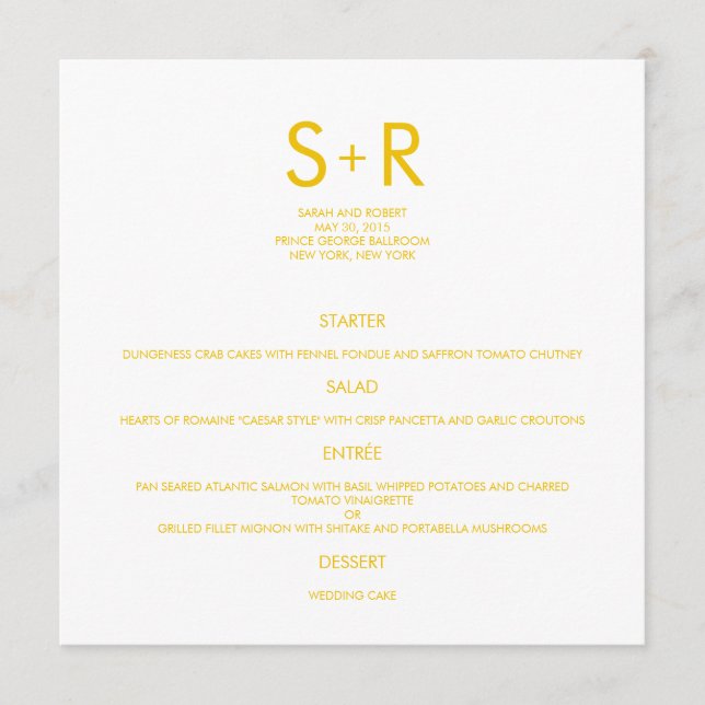 Modern Minimalist Wedding Menu Card (Front)