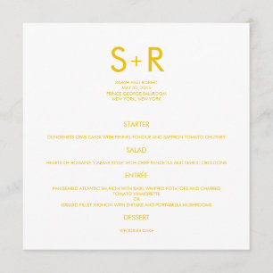 Modern Minimalist Wedding Menu Card
