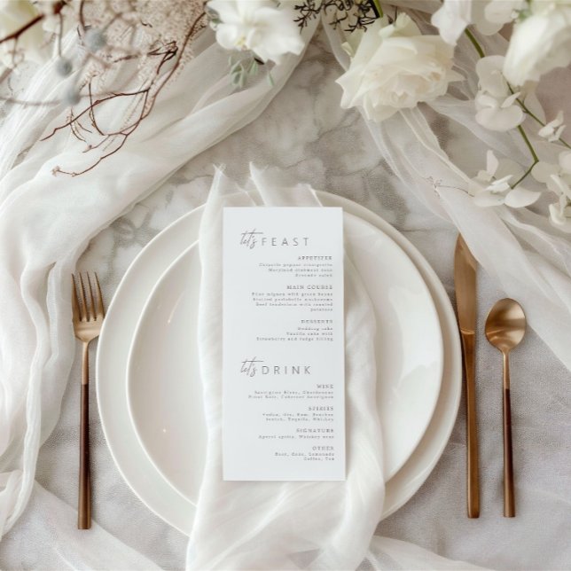 Modern Minimalist Wedding Menu & Guest Place Card (Modern Minimalist Wedding Menu & Guest Place Card)