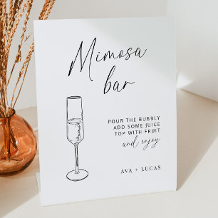 Modern Minimalist Wedding Mimosa Bar Pedestal Sign
