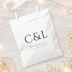 Modern Minimalist Wedding Monogram Favour Bag