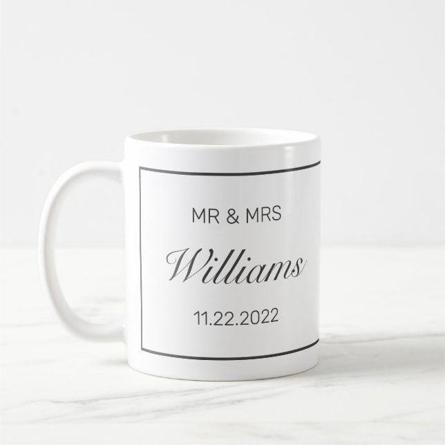 Modern Minimalist Wedding Mr Mrs Coffee Mug (Left)
