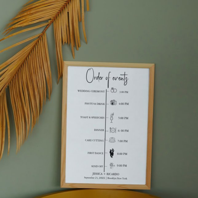 Modern Minimalist  Wedding order of event timeline Poster (Creator Uploaded)